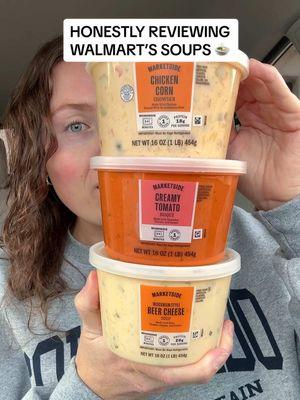 TRYING WALMART SOUPS! 🍲 what’s your fav soup from their deli? #walmartfinds #walmarthaul #soup #soupseason #tomatosoup #beercheese #cheesy #chickensoup #cornchowder #bisque #groceryhaul #groceryshopping #walmartfood #foodfind #newfood #tastetest #foodreview #comfortfood #morganchomps 