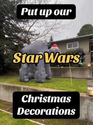 The theme of our yard is Hoth, but it doesn’t snow where we live. So its like if Hoth was very temperate. #starwars #starwarschristmas #starwarsxmas #hoth #christmasdecorations #atat #christmaslights #outdoorchristmasdecor #yarddecor #DIY