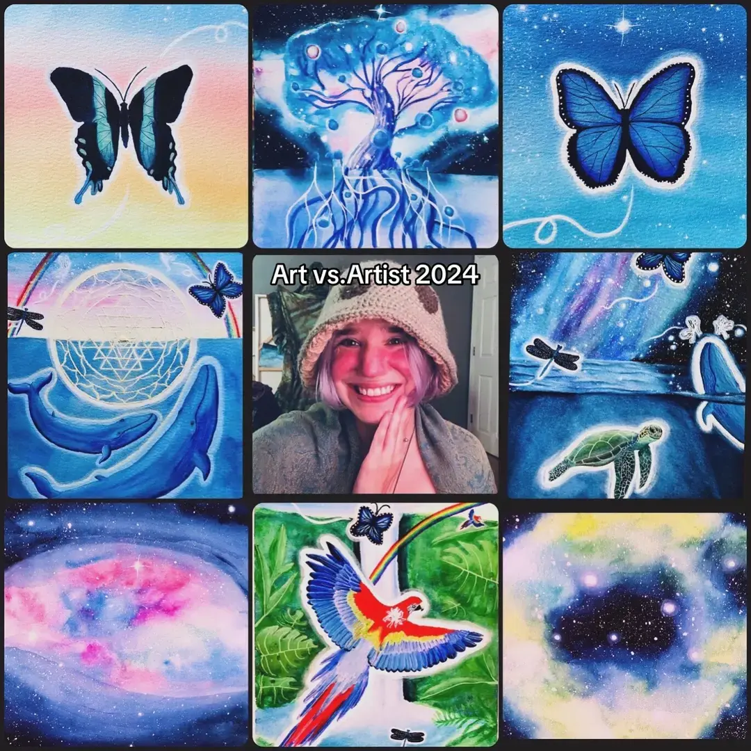 Most of my favorite picks / finished art pieces of 2024 for Art vs. Artist for year of 2024 ! I can’t believe it’s the end of the year already - this year I had a lot happening in my health (a decline and surgery) and a lot personal things . I have a number of unfinished canvas works and just so much I want to do and grow on but doing my best to be okay with where I am now / how far I’ve come / all the work I’ve done despite all the noise . Hoping for 2025 to be a year of more healing and finished projects and growth 💗🌌☺️ #artistvsart #artvsartist #gouache #visionaryartist #mysticism #fyp