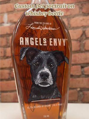 First time painting a custom pet portrait on a whiskey bottle and it’s definitely not going to be my last! #whiskey #petportraitartist #petportrait #artistsoftiktok 