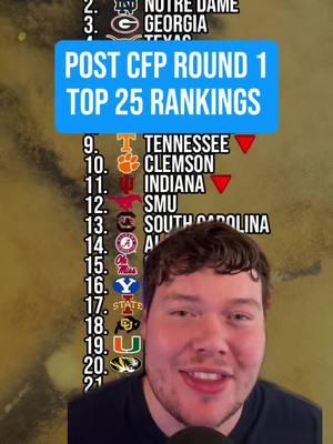 Updated Top 25 rankings after the first round of the college football playoff #cfp #cfb #top25 #collegefootballplayoff #oregon 