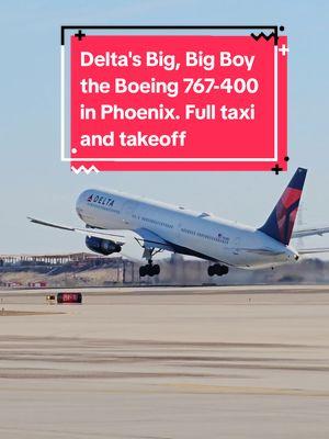 Delta big, big boy the Boeing 767-400 was in Phoenix today from Atlanta. So glad I've finally got to capture this during Delta airlines seasonal service in Phoenix. What a BEAST! Watch the taxi and takeoff. Enjoy!  @Delta #delta #deltaairlines #pilot #pilotlife #b767 #boeinglovers #avgeek #planespotting #s23ultra #aviationdaily #airportlife #travellife #skyharbor #usa🇺🇸 