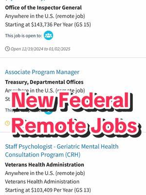 🚨 New Federal Remote Jobs Alert! 🚨 Looking for remote opportunities in the federal sector? Check out the latest job postings on USAJOBS.gov and take the next step toward your federal career! ✨ Remote roles are available across multiple agencies – don’t miss out! 🔎 Start your search today and land that federal position you've been eyeing. #FederalJobs #RemoteWork #USAjobs #CareerOpportunities #FederalEmployment