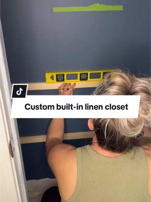 Beginner friendly DIY: Custom built in linen closet #builtinshelves #diyprojects #homeproject #weekendproject 