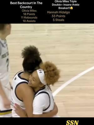 Hannah Hidalgo🐐 And Olivia Miles 👓Are Disrespectful!! Olivia Miles Drops Incredible Triple Double And Has Insane Ankle Breaker! Hannah Hidalgo Drops 33 Points And 5 Steals!! #oliviamiles #hannahhidalgo #hidalgoat  #womensbasketball #womenscollegebasketball #ncaawbb #hooper #buckets #notredame #notredamewbb #wbb #fyp #foryou #fypシ 