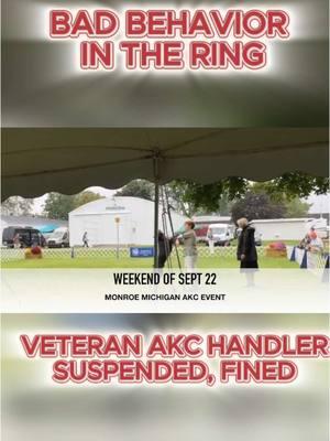 EXCLUSIVE  Veteran American Kennel Club handler suspended and fined for questionable behavior in the ring 2 weekends in a row. That handler, Paula Hall, has yet to respond to my text messages and calls.  Some say she is a bad apple while others say there is a subculture like this in the AKC community.  #dog #doberman #akc #dogsoftiktok #animals #showdog #showdogsoftiktok #animaladvocate #animalawareness  #showdog #fyp 