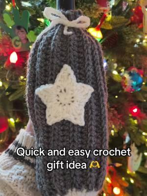 Wine sleeve + new bottle = perfect gift #crochet #crochetersoftiktok #crochettiktok #crochetstar #saturncrochet #crocheting 