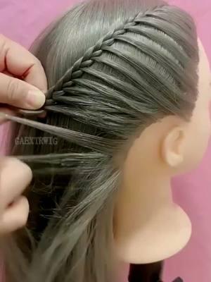 Slow motion tutorial for weaving hairstyle.#fyp #foryou #hairtoturials #hairstyle #mannequinhead #ponytail #CapCut #shawlhairstyle 