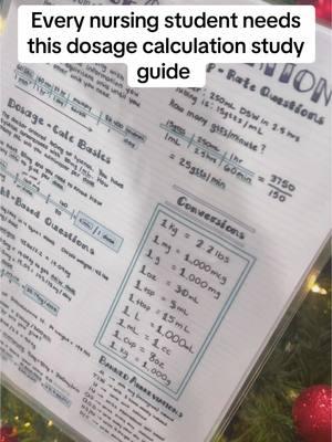 Every nursing students needs this cheat sheet study guide for exams. This was definitely a life saver!  #nursingstudent #study #nursingexams #nursing #dosagecalculations #dosagecalculationnursing #nursepractitioner 