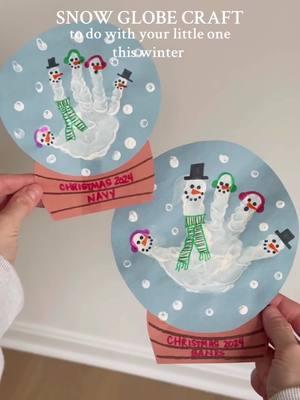 Snow globe craft to do with your little ones this winter ☃️ This type of keepsake craft is honestly therapeutic to me! And I think it is so so cute! I know I’ll look back at these one day and be so glad we created them together 🤍 #MomsofTikTok #craftymom #christmascrafts #craftsforbabies #snowglobe #easycrafts #momlife #sahm #keepsakecraft #craftsforkids #toddlercrafts #wintercraft #snowglobecraft #wintercraftideas