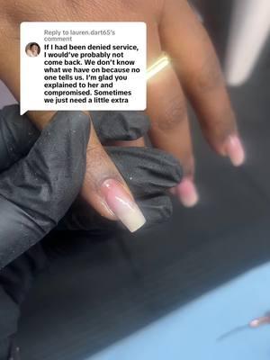 Replying to @lauren.dart65 just a little explanation— I will never just kick you out lol but I will also not do something that I think is harmful to your nails #nails #naileducation #dmvnails #nailtech #healthynails #talkaboutittuesday #foryou #biab #application #damagednails #no 