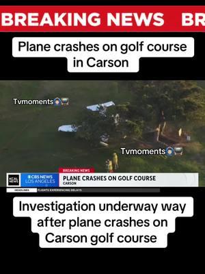 Golf course plane crash in Carson #breakingnews #losangeles #losangelescounty #golfcourse #plane #planecrashes #smallplane #fyp #fypシ #viral #viralvideo #tvmoments🙆🏻‍♂️📺  