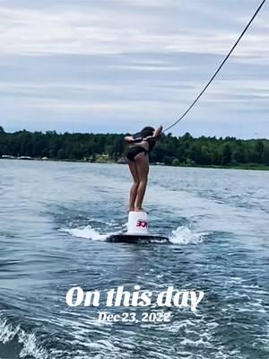 Girl spins on a bucket on a disc on the water. #onthisday #ski #disc #cha #getonthewater #joinawaterskiteam #learntowaterski #showski #worldwidewaterskiing 