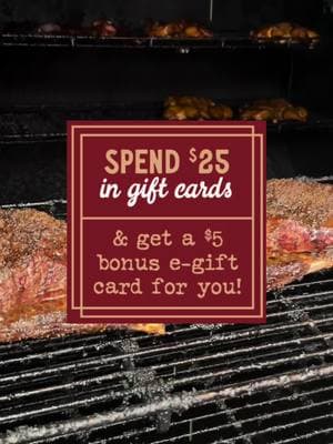 Procrastinators, this one’s for you! 🎁Buy a gift card and score a bonus for yourself! Spend $100 in gift cards, get a $25 bonus e-gift card Spend $50 in gift cards, get a $10 bonus e-gift card Spend $25 in gift cards, get a $5 bonus e-gift card bludsosbbq.com/giftcards Valid through December 31, 2024. Bonus gift cards may take up to 10 days to arrive. #foodiegift #foodgift #giftcard #lastminutegift #giftidea