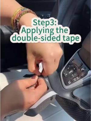 Step3:Applying the double-sided tape✅ #handsewing #stitch #steeringwheelcover #car #truck #interiordesign #DIY #tutorial #enjoy #relax 