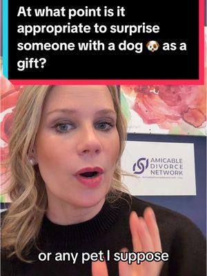 At what point is it appropriate to surprise someone with a dog 🐶 as a gift? #dating #Relationship #puppy #datingadvice #datingstorytime #datingtips #amicabledivorcenetwork #amicabledivorce #legaltiktok #giftideas #christmas #roadto10k 