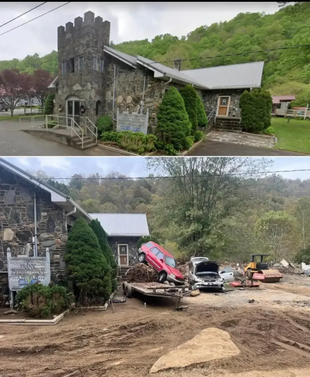 Before and after the destruction that Helene brought to WNC, it is far and wide. 500 miles of damage and destruction.#helene #WNC #Swannanoa #asheville #biltmore 