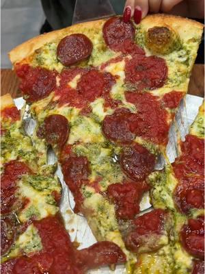 The PESTO PEPPERONI PIE from @Nuovo York Pizza in NYC’s East Village!! 🍕🔥🤤 SO GOOD. Who’s hungry?? #DEVOURPOWER #fyp #foryou #foodtiktok #nuovoyorkpizza #pizza #nycpizza #pizzanyc #pesto #pepperoni #pepperonipizza #newyorkcity 