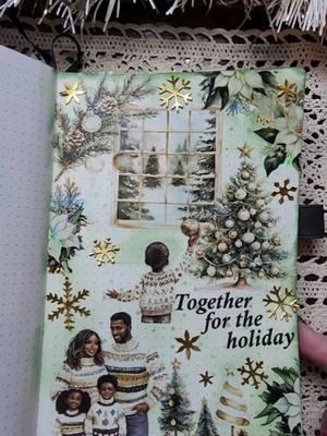 Green, white and gold Christmas  tape is from @Stackedpositivity  Link is in my bio  Use code Brandy10 to save 10% #scrapbooking #junkjournaling #creativeideas #papercraft #inspiration #arttherapy #asthetic #artcollage #crafting #scrapbookingasmr 