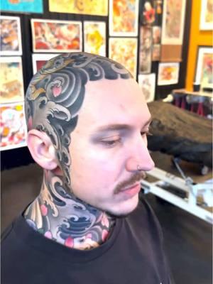 By Johan Svahn #headtattoo #japanesetattoo #tattoo #tattoos #necktattoo #tattooed #sweden 