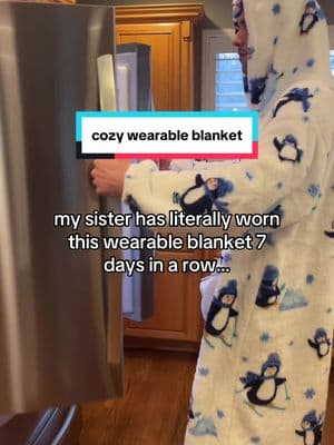 she literally just comes down from her room in her blanket like a scavenger trying to find food, and then disappears for hours #blankethoodie #wearableblanket #blanket #comfy #winterbreak #cozyathome #newyearnewaura 