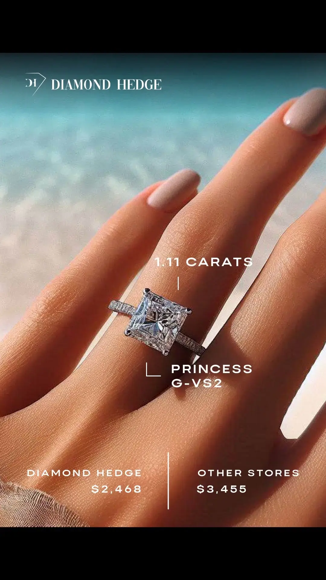 Compare diamond prices on DiamondHedge.com  

1.11ct Princess G-VS2 Diamond for $2,468 on DiamondHedge.com for a limited time! #princesscut #diamonds #engagementring #rings #jewelry #loosediamonds #princesscutdiamond 