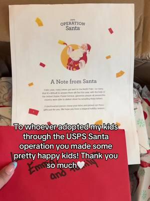 How amazing! They ate so happy! Thank you to whoever if you’re seeing this!! #fypシ #santaoperation #uspsoperationsanta #santa #christmas #howamazingisthis #sogratefulandhappy 