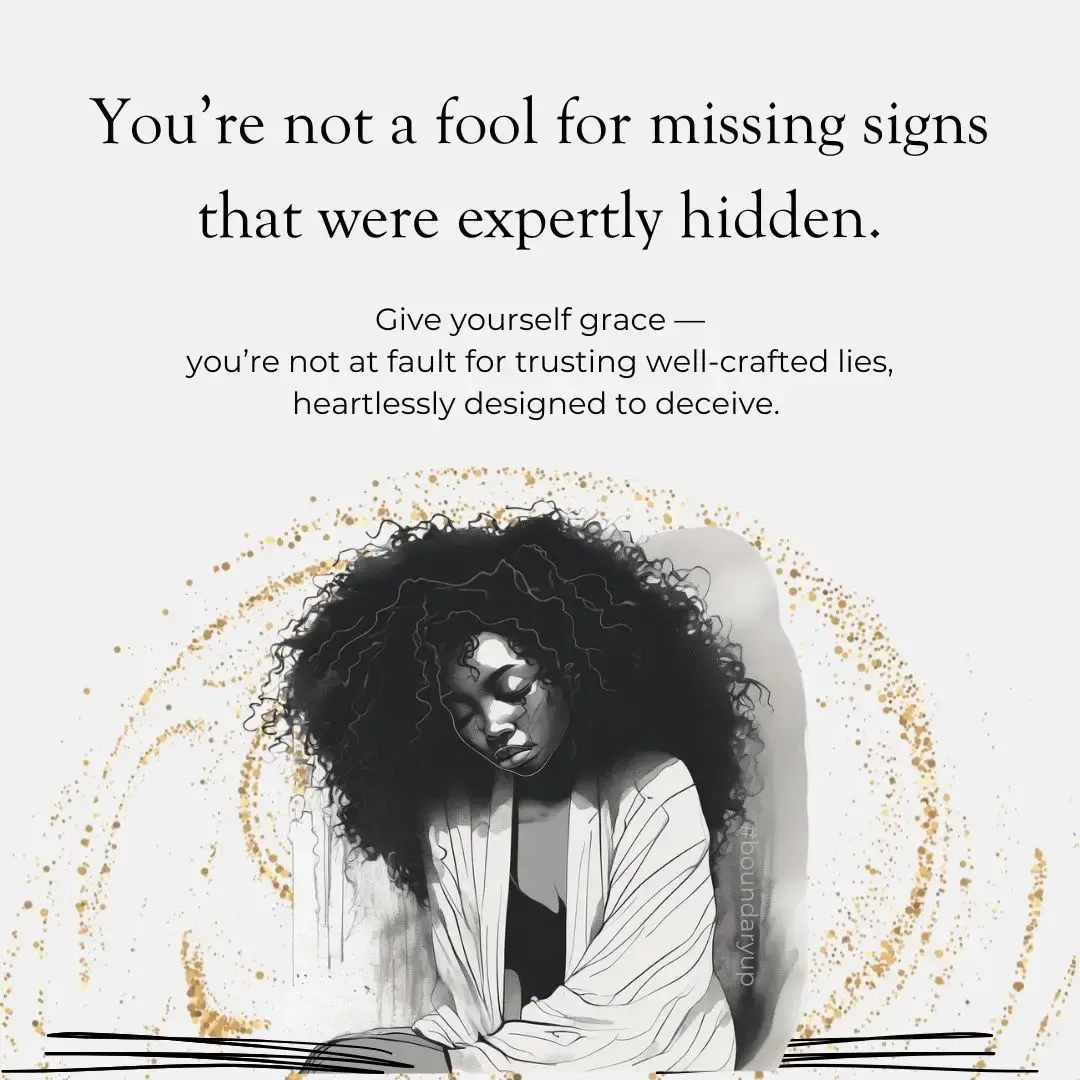 You’re not to blame for missing signs that were expertly hidden. The shame of deceit belongs only to the deceiver —their lies are a THEM issue, and not a reflection of who or what you are. #boundaryup #toxicrelationship #betrayal #HealingJourney #healingtrauma #boundaries 