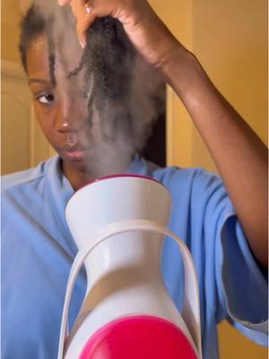 This is my favorite hair hack for added moisture. Get a steamer for the New Year. I promise you won’t regret it!! #hairsteaming #facesteamer #naturalhair #lowporosityhair #4chair 