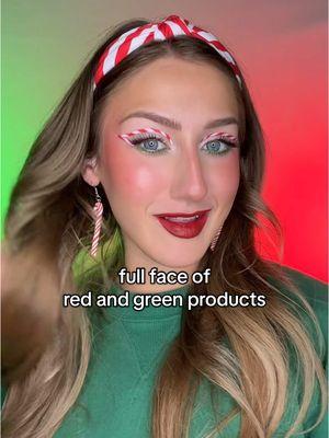 PT.2 of doing a full face of red & green products! 🎄💚🎅🏼❤️🎁 #makeuptutorial #makeupchallenge #beautychallenge #candycanemakeuplook #christmasmakeuplook #christmasmakeup 