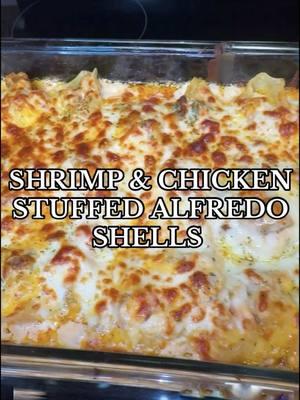 “Cheesy, creamy, and packed with flavor! These chicken & shrimp stuffed Alfredo shells are the ultimate comfort food. Who’s ready to dig in? 🍤🧀 #StuffedShells #AlfredoLovers #SoulFoodCooking #EasyDinnerIdeas #ShrimpRecipe #ChickenRecipe #Foodie #TikTokEats #FamilyDinner”