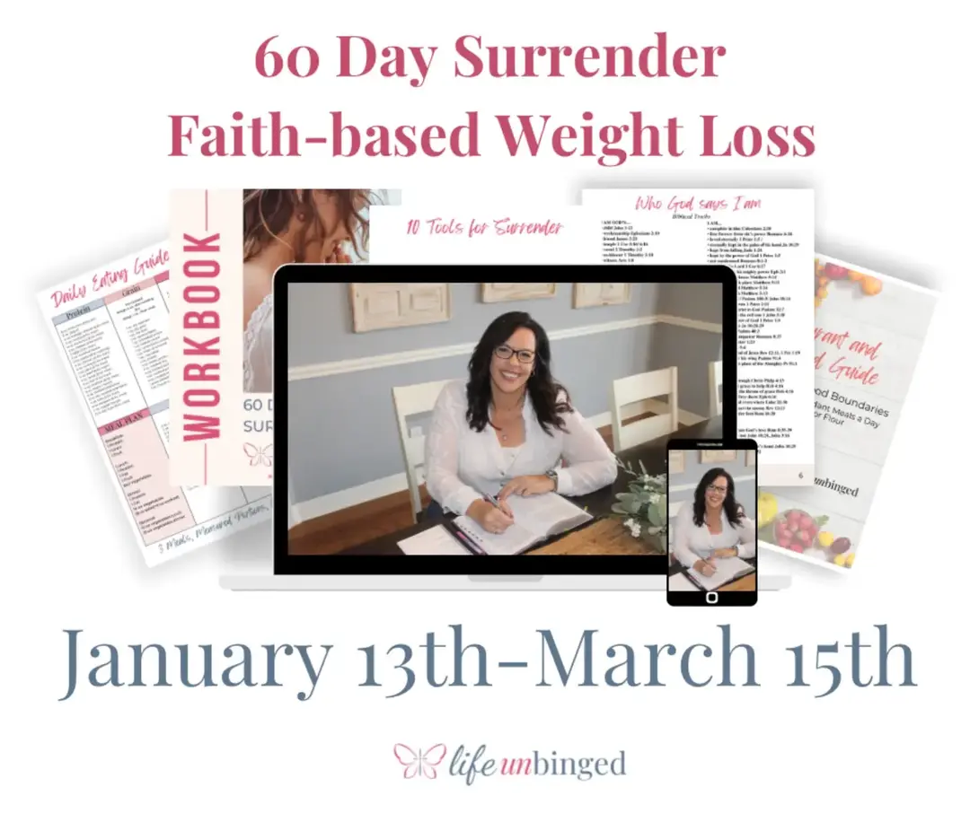 This is unlike anything you’ve ever tried and it works!!!  Come break free with me 🎉 Are you struggling to lose weight?  Trying to manage your relationship with sugar all the while gaining weight and becoming more food obsessed?  Life Unbinged : 60 Day Surrender will walk you through the process of  understanding your worth,  living like you are loved,  building your confidence,  renewing your mind,  developing a food plan,  learning to reset will power,  fighting temptation,  breaking free from food addiction, and ultimately losing weight. 🎉The average weight loss in 60 days is over 20 pounds. You can gain food freedom and live life abundantly… Our next group starts January 13th ❤️ Comment SURRENDER to learn more #christianweightlossjourney #christianweightloss #christianmom #christianliving #godissogood #jesuslovesyou #weightlossjourney #weightlosstransformation #nosugarnoflour #sugaraddiction #sugaraddictionrecovery #sugarfreelife #foodaddiction #foodaddicts #foodaddictionrecovery #foodfreedom