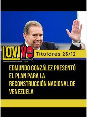 Aunque Maduro puso la vara bajita, Edmundo González presentó su plan de los primeros 100 días de gobierno en Madrid, donde además el ex presidente Felipe González dijo que está dispuesto a acompañarlo a su toma de posesión en Caracas este 10E. Mientras tanto María Corina Machado hace un llamado a las familias de los militares para que los insten a ponerse del lado correcto, los militares que votaron por Edmundo, no los que se enriquecen de la corrupción y les conviene la dictadura, como Padrino López que dijo que acompañará a Maduro a su toma de posesión. Estás y otras noticias puedes ampliarlas en el #LoVivoenVivo en mi canal: Melaniobar  #EGU #MariaCorinaMachado #10E