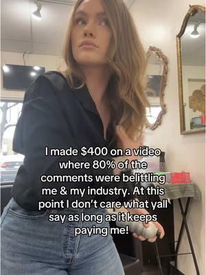 if you thought a hairstylist charging a few hundred bucks for 3+ hours of work was bad you’re gonna lose your mind over how much a minute long video can make ya! 🥴 #hairtok #hairfyp #hairstylistsoftiktok #hairstylistcontent #hairstylists #hairstylistlife #hairstylisthumor #hairhumor 