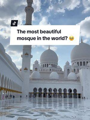 One of the most beautiful places I’ve ever seen 🥹🌙 THINGS TO KNOW BEFORE VISITING THE MOSQUE: 1. It is located about an hour and a half away from Dubai by car, in Abu Dhabi. 2. Women must cover their hair, shoulders, torso, wrists, legs and ankles. Men must cover their shoulders and knees. 3. Admission is free, but you must book your ticket in advance. 4. When taking photos, you are not allowed to make any signs or symbols with your hands. 5. If you go with a tour, most guides will provide women’s attire to wear during the visit. However, a lot of shops also have beautiful abayas for purchase in both Dubai and Abu Dhabi. 6. Abu Dhabi gets extremely hot the majority of the year! For a more comfortable visit, plan your trip around December.  Is a visit to the beautiful Sheikh Zayed Grand Mosque on your bucket list? 🤍 #abudhabi #visitabudhabi #sheikhzayedgrandmosque #foryou #dubai #abaya #abayafashion #like #blackgirltraveltok #traveltok #beautiful #mosque #model #sunny 