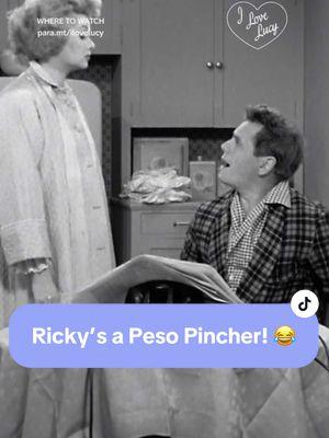 Ricky’s a peso pincher! 😂  #ilovelucy Now Streaming on #PlutoTV and Paramount+ #lucilleball #classictv #1950s 