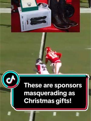 These are sponsors masquerading as Christmas gifts! #fyp #foryou #patrickmahomes #chiefs #nfl #joeburrow #bengals #brockpurdy #christmas #dolphins #elvis #joshallen #49ers