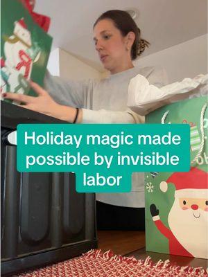 Let this be a reminder that the holiday magic is often made possible because of the invisible labor of women #invisiblelabor #holidaymagic #mentalload #mentalloadofmotherhood #millennialmom #momsonchristmas #christmaspresents 