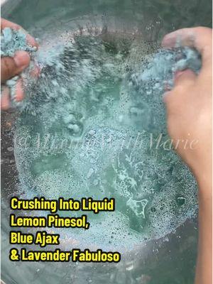 Crushing Over Liquid ☺️ #mixingwithmarie #blueajax #lemonpinesol #lavenderpinesol #cylinder #crushing #asmr #fyp 