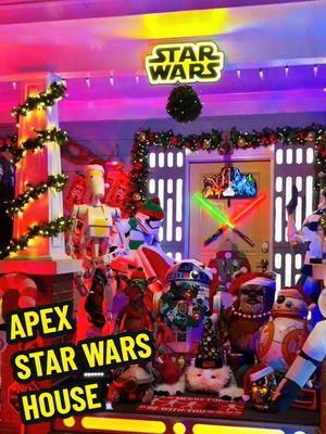 Apex Star Wars House. #apex ##starwarschristmas #starwarschristmasdecor #starwarsinflatable #starwarschristmasdecorations #sw247 #starwars24seven #christmas #happyholiday #hohoho #apexstarwarshouse #imperialmarch  🎥 by north_carolina_adventure