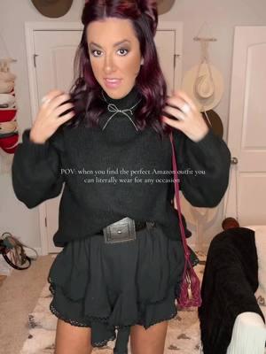 POV: when you find the perfect Amazon outfit you can literally wear for any occasion - up on my storefront & boots and necklace details in the comments #amazon #amazonfashion #amazonfashionfinds #OOTD #winteroutfitideas #burgundy #burgundyhair #trendywinterfashion #winteroutfit #westernfashion 