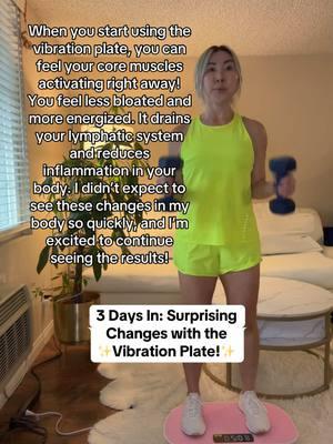 Day 3 on the vibration plate—feeling less bloated, more energized, and seeing results fast! Try it!😊 ========== @Merach fitness #VibrationPlateWorkout #CoreActivation #LymphaticHealth #ReduceInflammation #merachvibrationplate #homeworkoutsforwomen #sweatrebel 