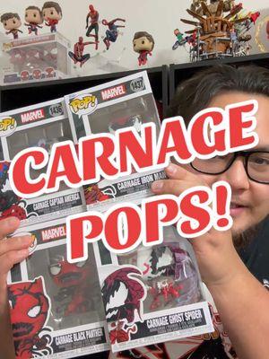 CARNAGE POPS! #funkopops #funkopop #funkoaddict #funkocollector #collector #marvel #marvelcomics #carnage #absolutecarnage #blackpanther #tchalla #ghostspider #gwenstacy #captainamerica #steverogers #ironman #tonystark #fypシ #foryou #viral #trending @OriginalFunko @Hannah Gozum 