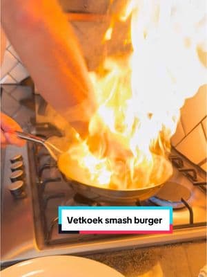 Tripple decker vetkoek [doughnut style fried bread dough] smash burger … #burgers #smashburgers #funrecipes #heypeeps #napcinCT #theprivatechef #privatecheftok #foodtock 