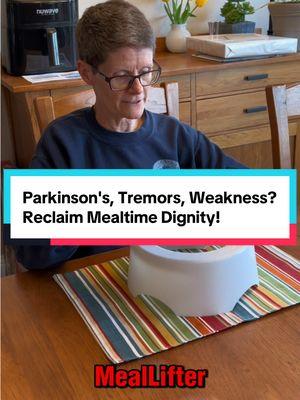 The Meal Lifter is a dining aid designed to help people who have difficulty raising their arms to eat independently.  It's a simple, stable platform that elevates a 9-inch round plate, shortening the distance between the plate and the mouth.  This makes it easier for users to maneuver food from plate to mouth with minimal arm movement. The Meal Lifter can be helpful for: * Parkinson's disease and essential tremor * Limited range of motion or weakness in the arms * Dementia or low vision The Meal Lifter is made of durable polypropylene that's dishwasher safe for easy cleaning. It's also stackable for convenient storage. #tremors #parkinson #nutrition #occupationaltherapy #speechtherapy #weightloss #dining #dignity 