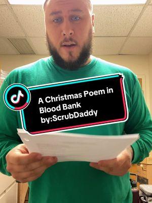 “Blood Bank, this is Adam” takes on poetry #scrubdaddy #bloodbank #philly #hospital #nurse #scientists #healthcareworker #christmas #lab 