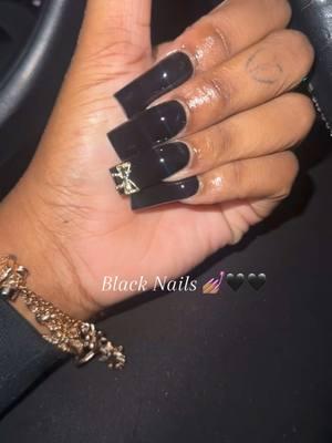 Super Cute Black nails>>> 🖤🖤 #fyp #nails #blacknails #squarenails #nailcharms #blacknails🖤 #newnails #newset #nailsoftiktok #nails #nailinspo #nailideas #trend #blackgirlmagic 