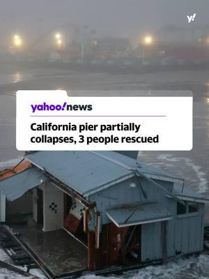 Two people were rescued and a third person swam to safety after part of a pier in Santa Cruz, Calif., fell into the ocean on Monday. The structure, which was in the middle of a $4 million renovation, collapsed due to heavy surf from a major storm. #news #yahoonews #usnews #california #santacruz