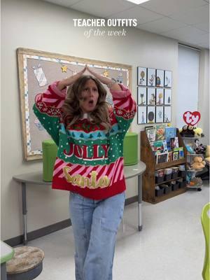 We love a festive themed week of outfits 🎄💕 #teacherootd #teacherootw #teacheroutfit #teacheroutfits #teacherchristmasoutfits #teacherchristmasootd #teacheroutfitsoftheweek #teacheroutfitinspo #teacherlife #teachertok 