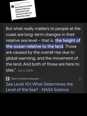 Replying to @powderslodge sea level refers to the height of the water NOT if the water is literally level or not... #flerfsarefunny #flatearth #flerf #earthisnotflat #globe #level #sealevel #ripflatearth 